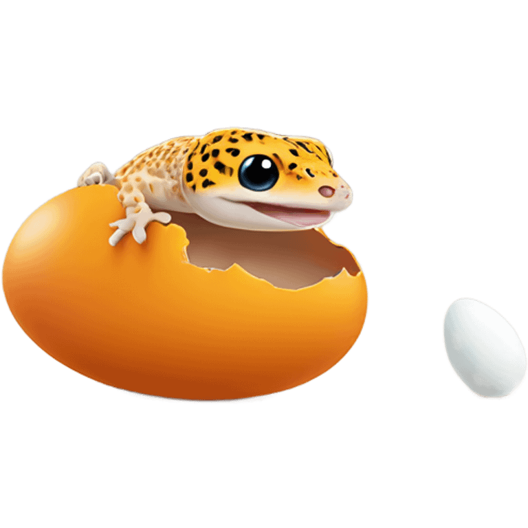 Orange leopard gecko emerges from egg emoji