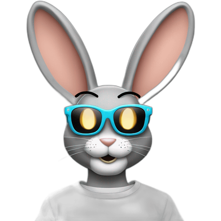 Bugs bunny streetwear cybertech smart glasses point from him up doing a moonwalker emoji