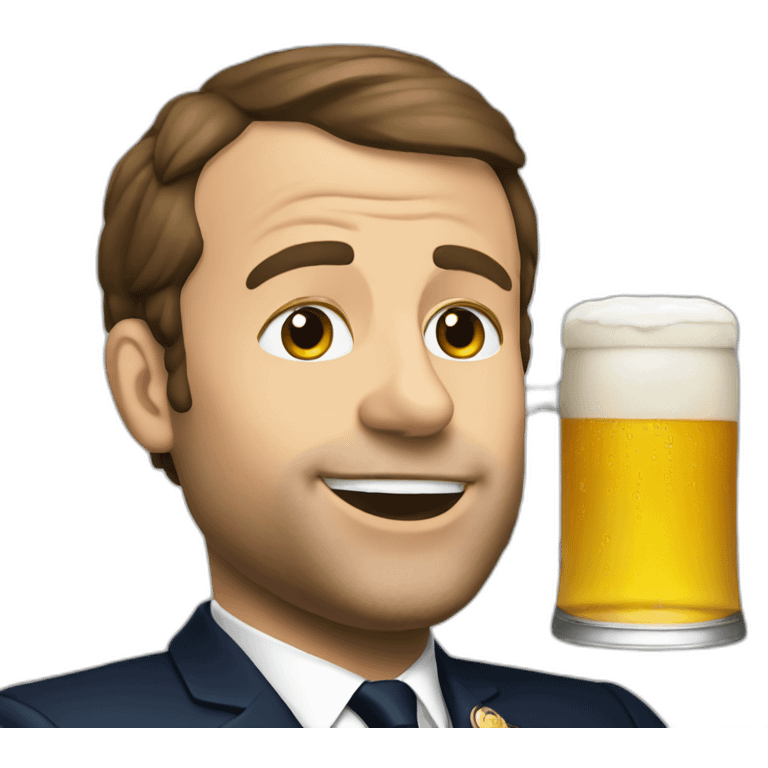 macron drinking beer emoji