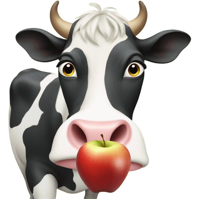 Cow eating an apple emoji