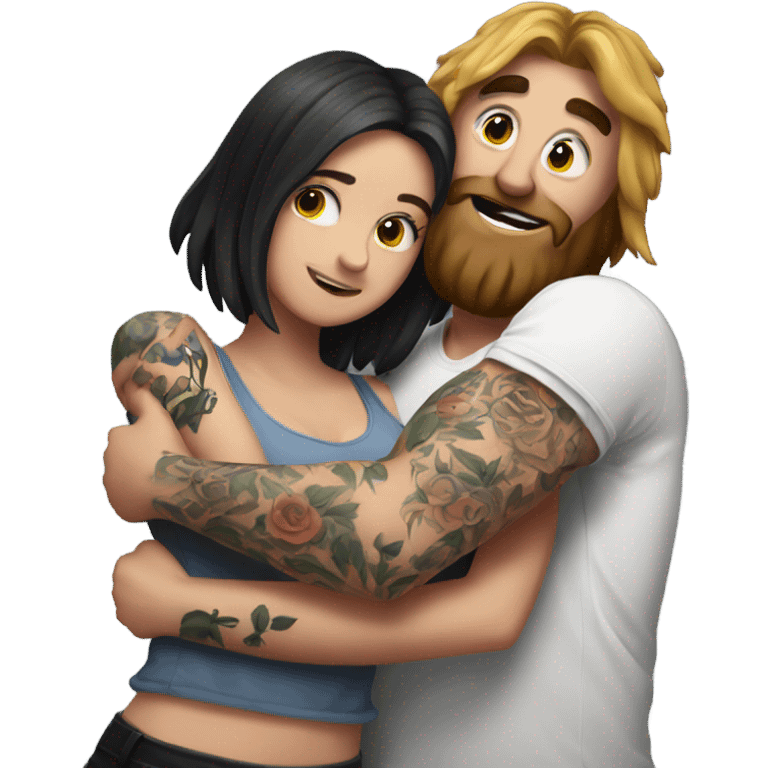 mr beast with tattoos hugging brunette girl emoji