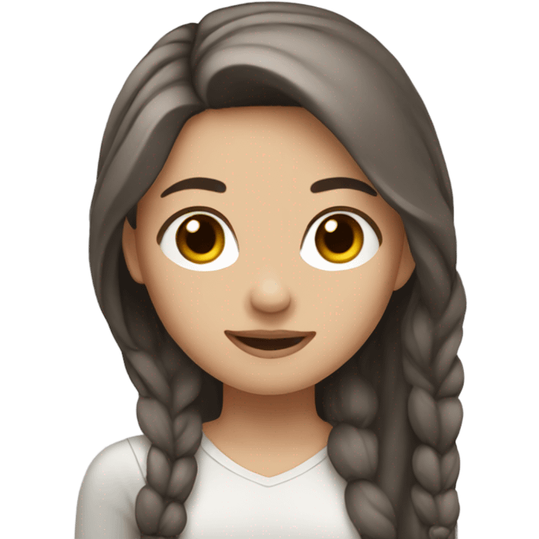 Girl with brown hair with dark gray highlights, fair skin and long hair emoji