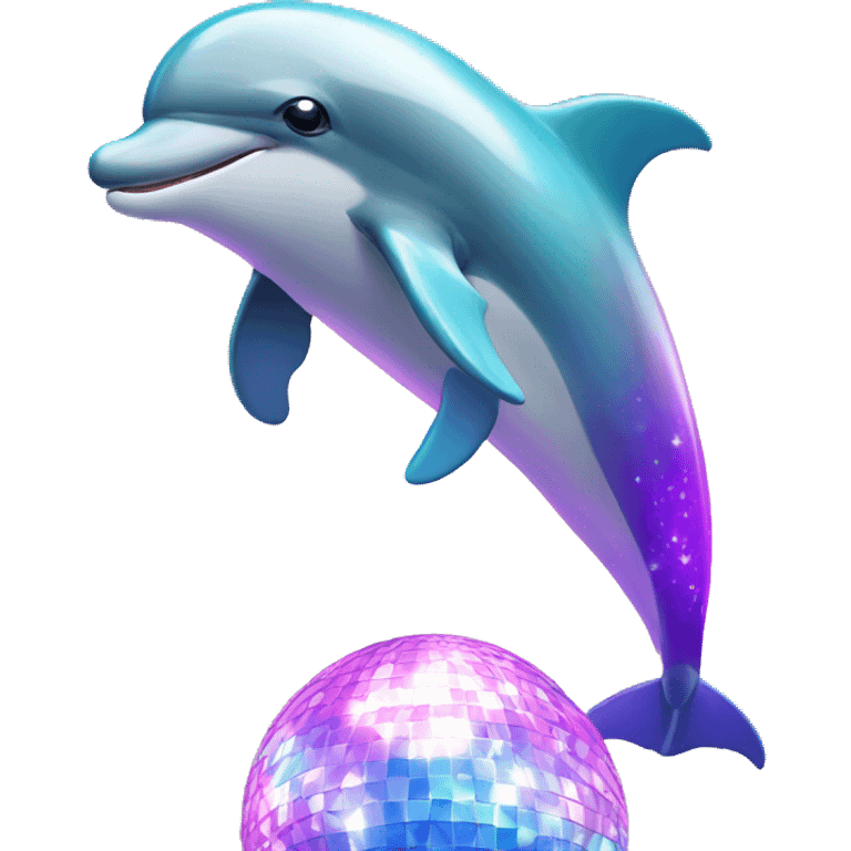 Dolphin doing tricks with a disco ball emoji