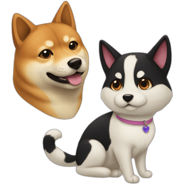 shibainu and black cat emoji