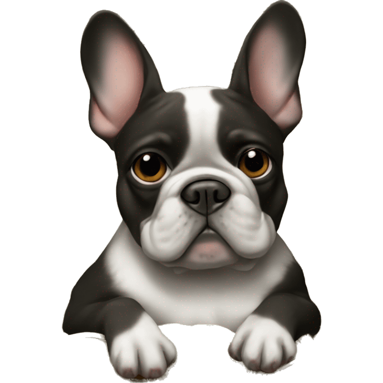 Black-and-tan French bulldog sitting on gold coins emoji