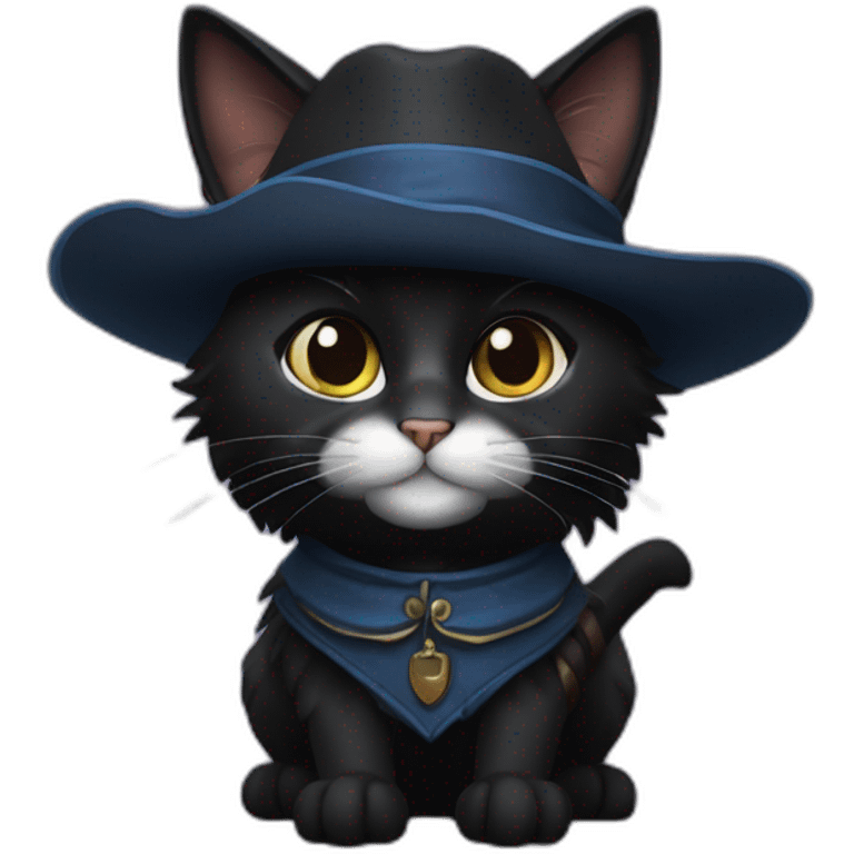 musketeer female black cat emoji