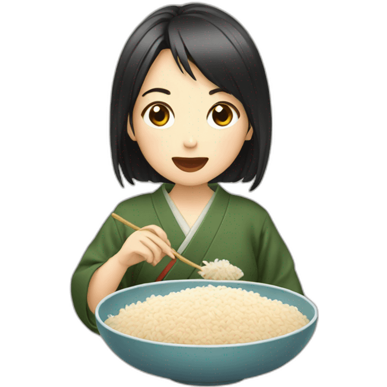 japanese girl eating rice emoji