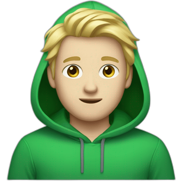 white guy with a green hoodie with blonde hair and blue eyes emoji