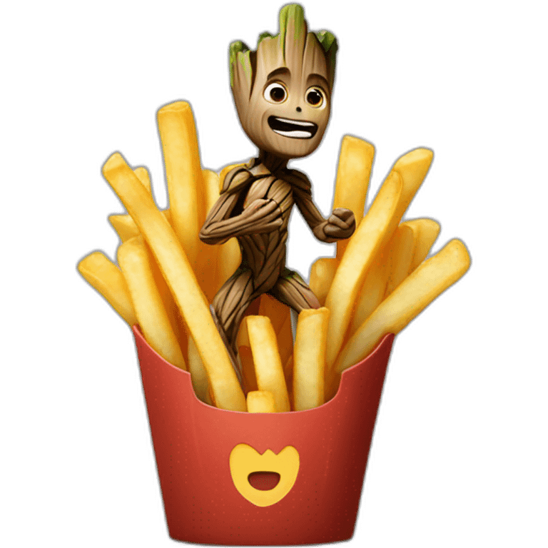 Groot eating french fries emoji