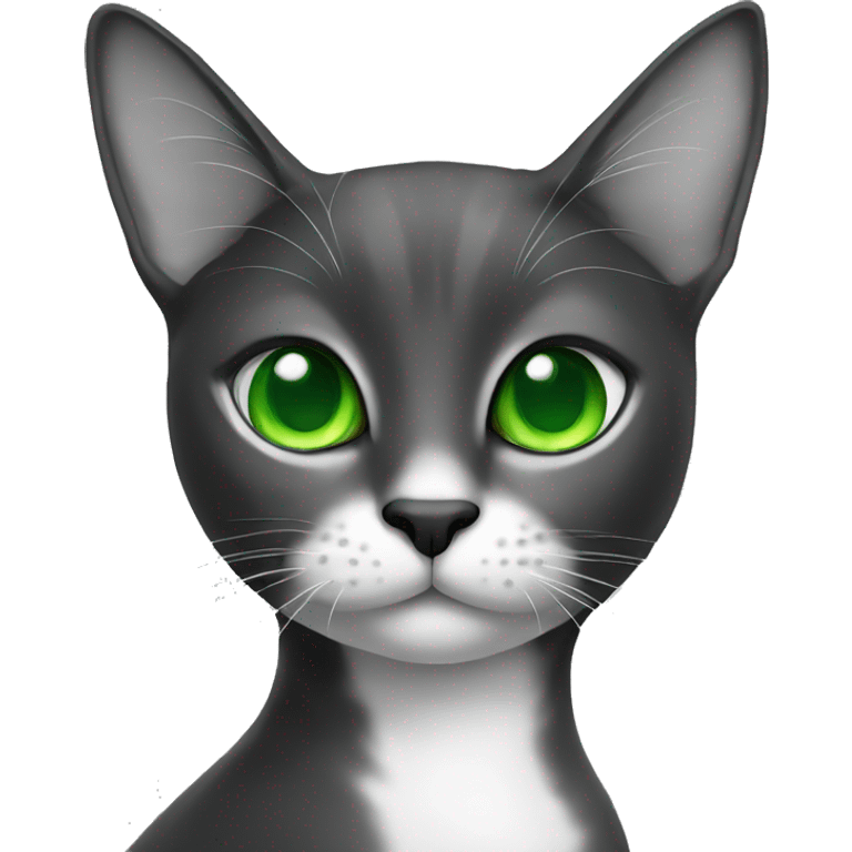 Cat black and white with Green eyes and a Green neckleace emoji