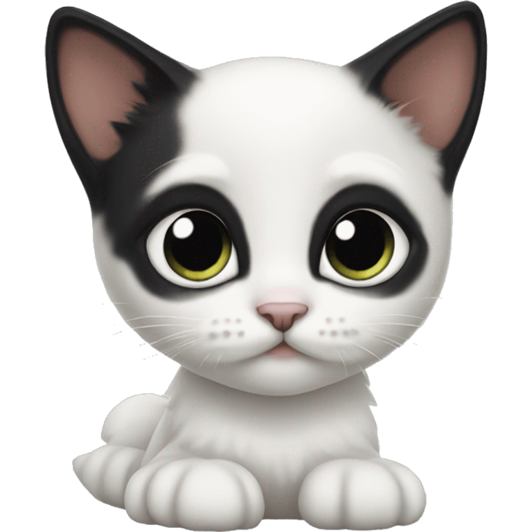 White kitten with black ears and black tail emoji