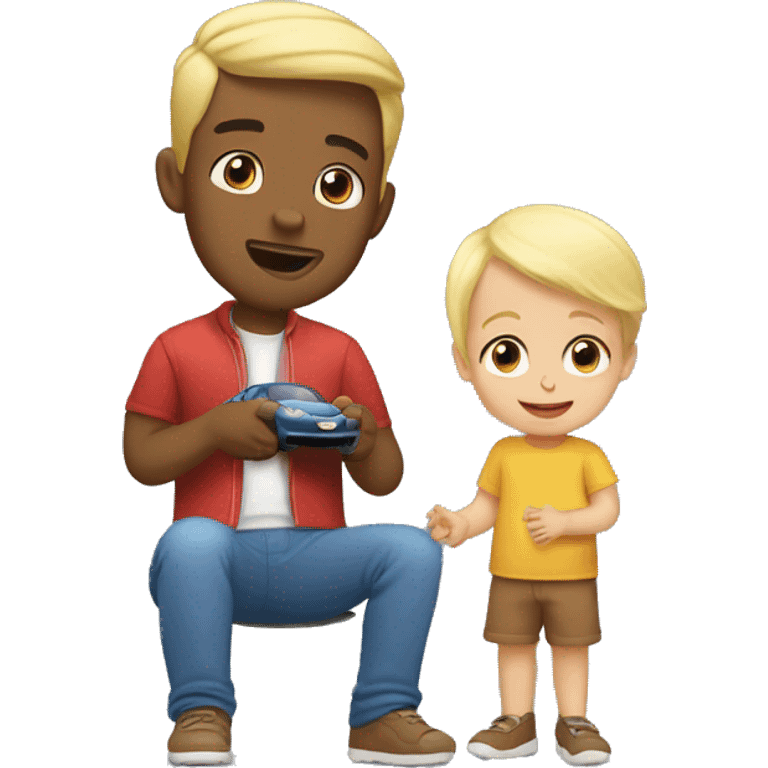 blonde dad plays cars with babyson emoji