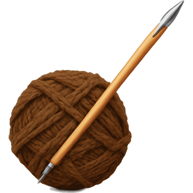 Brown Ball of yarn and crochet hook emoji