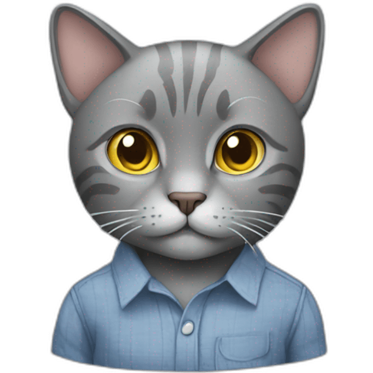 grey cat wearing shirt  emoji