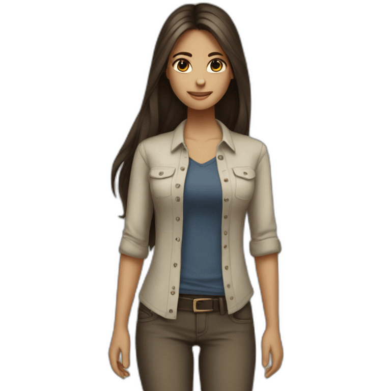 Elena Gilbert with long hair and a ribbed button-down t-shirt emoji