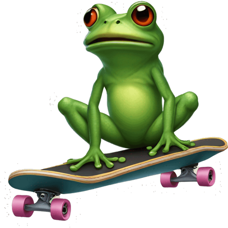 Frog riding a skateboard smoking a cigarette  emoji