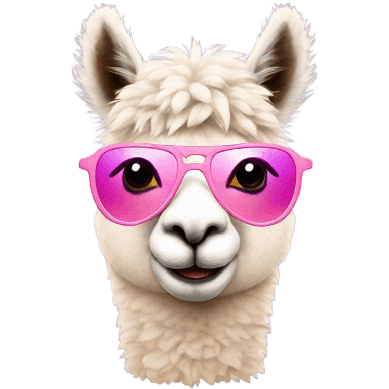 Cute Alpaca with pink Aviator Glasses emoji