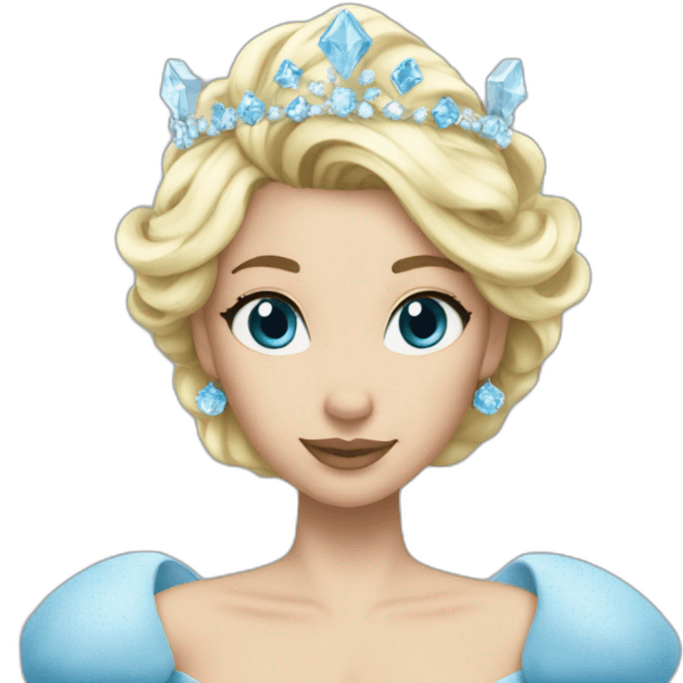 snow princess blonde hair ice crown blue gown emoji