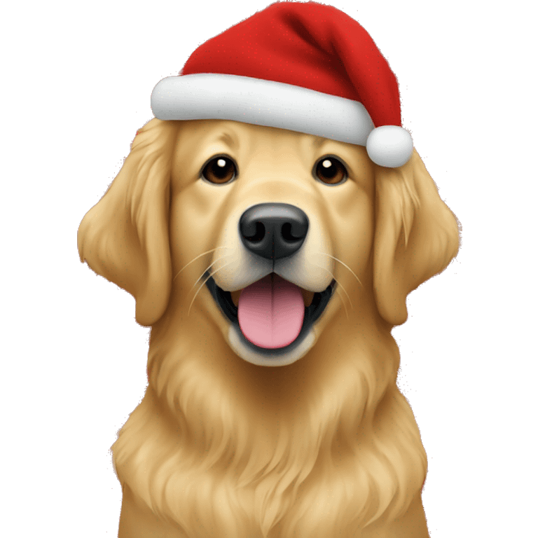 Golden retriever wearing a knitted red Christmas sweater emoji