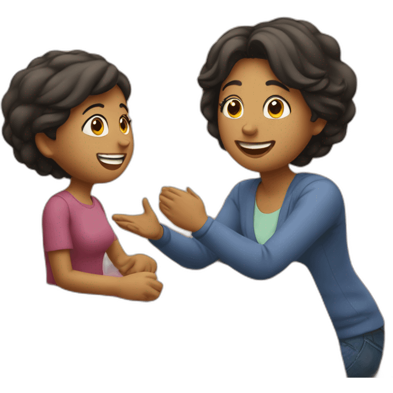 cheerful mom meeting with her daughter emoji