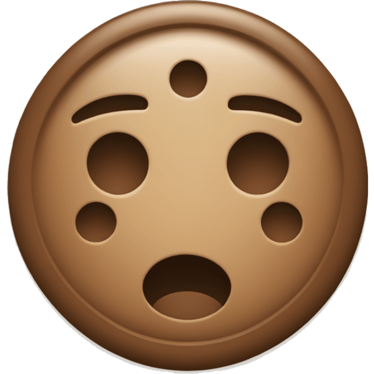 create a single button with 4 holes inside it in brown color emoji