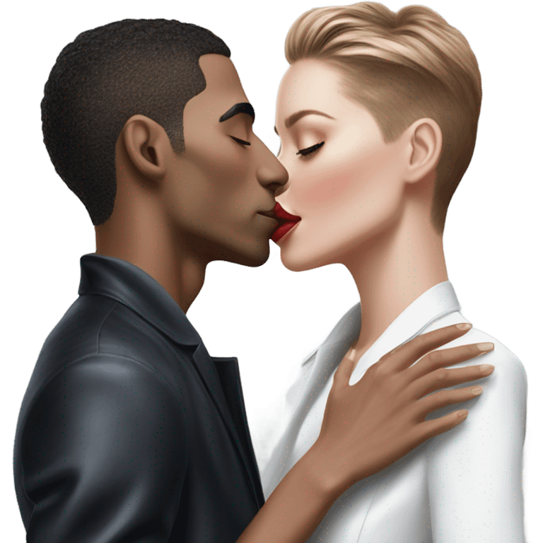 Hyper Realistic beautiful dior model kissing a handsome male model  emoji