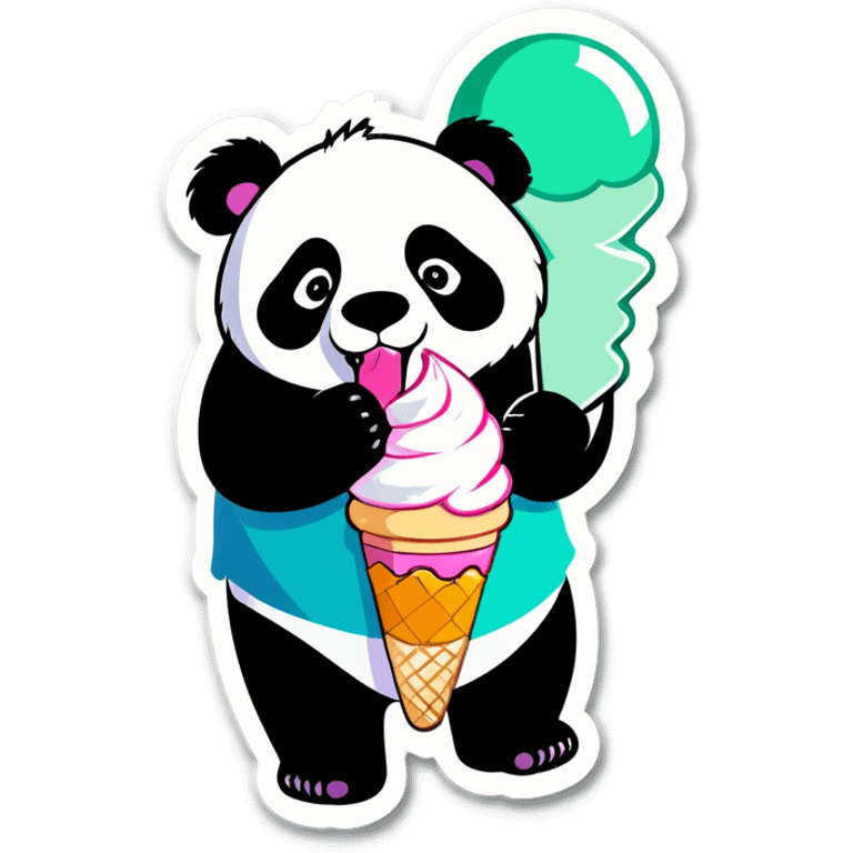 Panda eating ice cream emoji