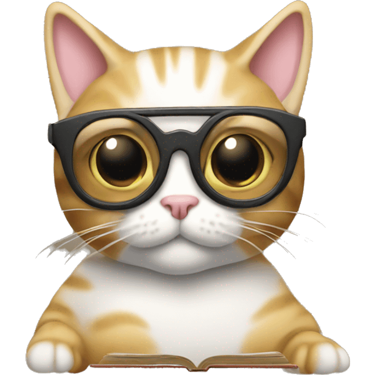 cat with googles reading a book emoji