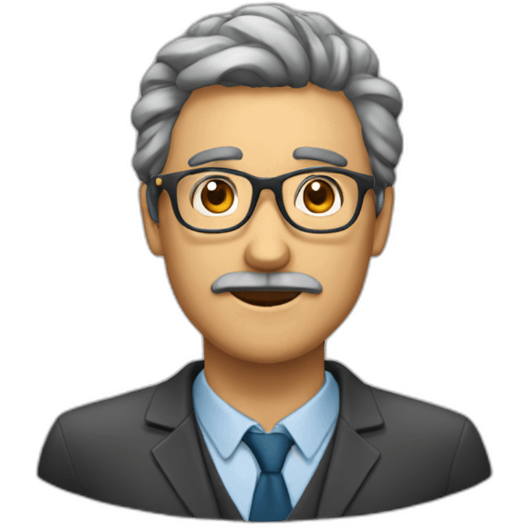 profesor con lentes y cabello largo emoji