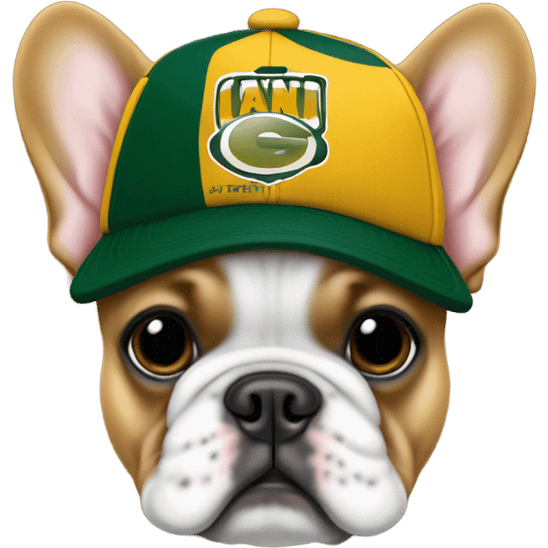 Tan French bulldog Greenbay Packer fan  emoji