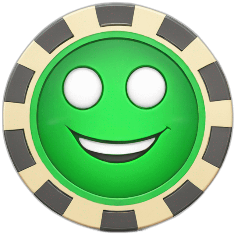 Mascot casino chip , green and smile  emoji