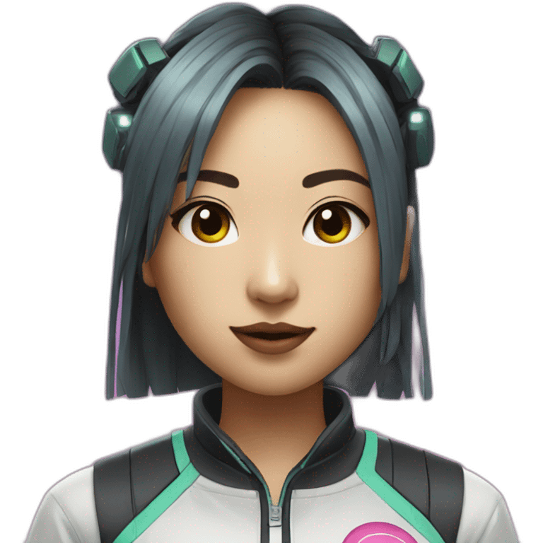 augmented cyberpunk asian girl in tennis uniform emoji