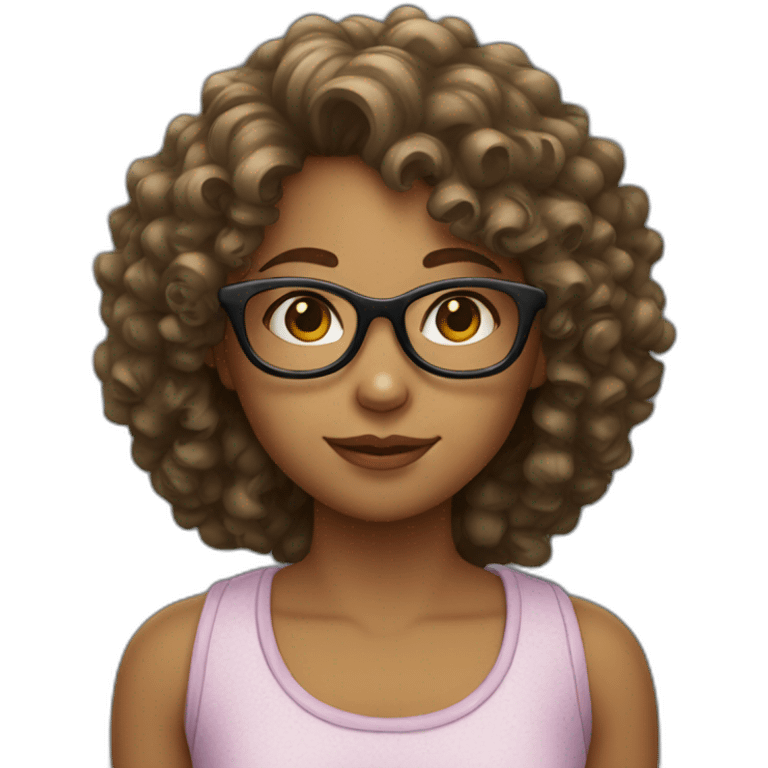 Girl with curly hair and glasses emoji