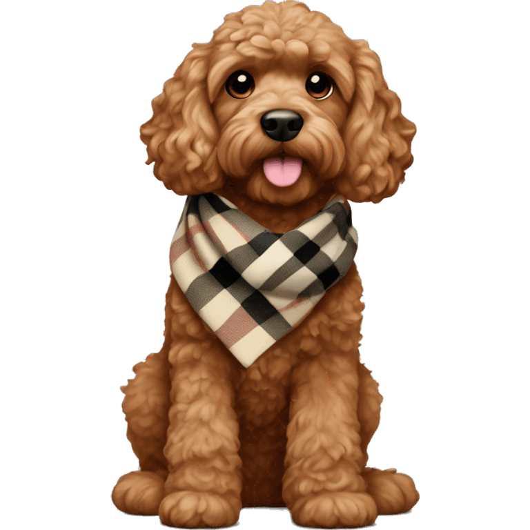 Reddish light brown cockapoo full body with burberry scarf emoji