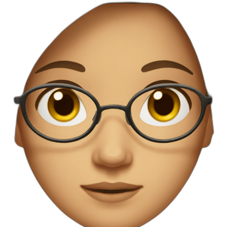 A girl with brown long hair and brown eyes with glasses emoji