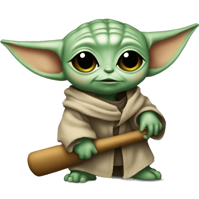 baby yoda with softball and a bat  emoji