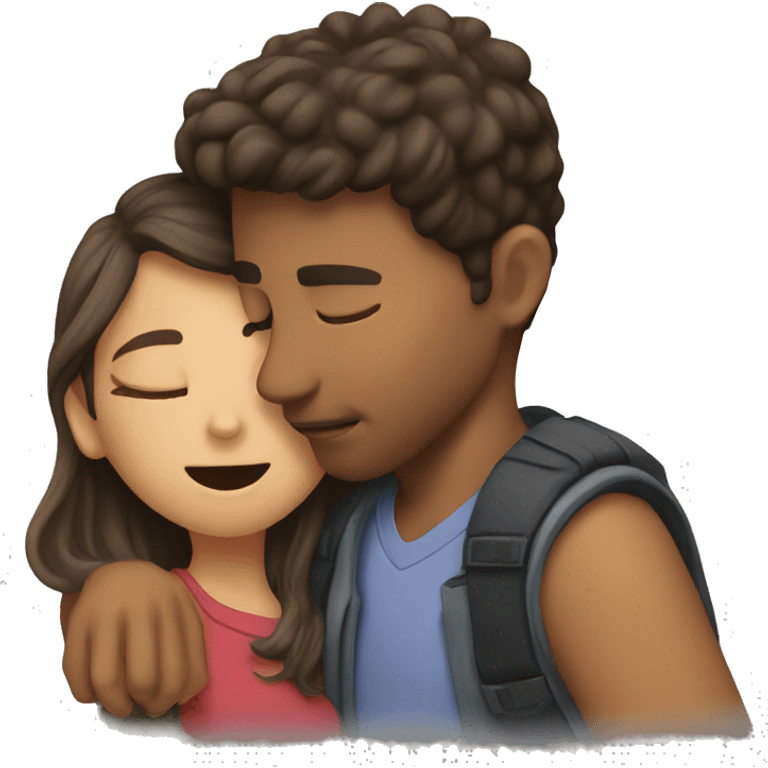 A guy kissing a girl emoji