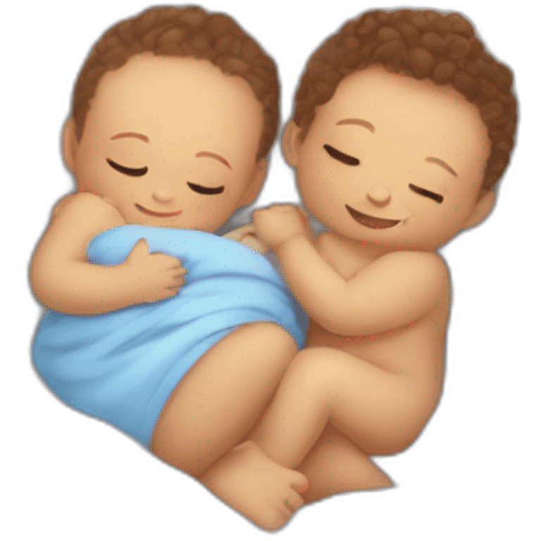 babies in love cuddle in ball of duvet emoji