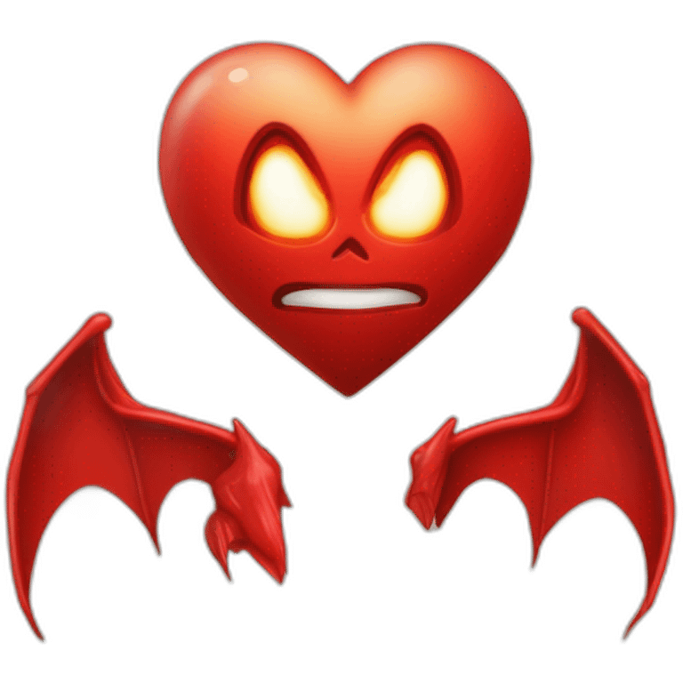 Corazón rojo con cola de diablo y alas de ángel y cuernos de diablo emoji