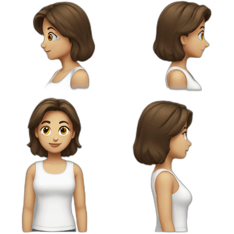 brunette italian woman wearing white tshirt emoji