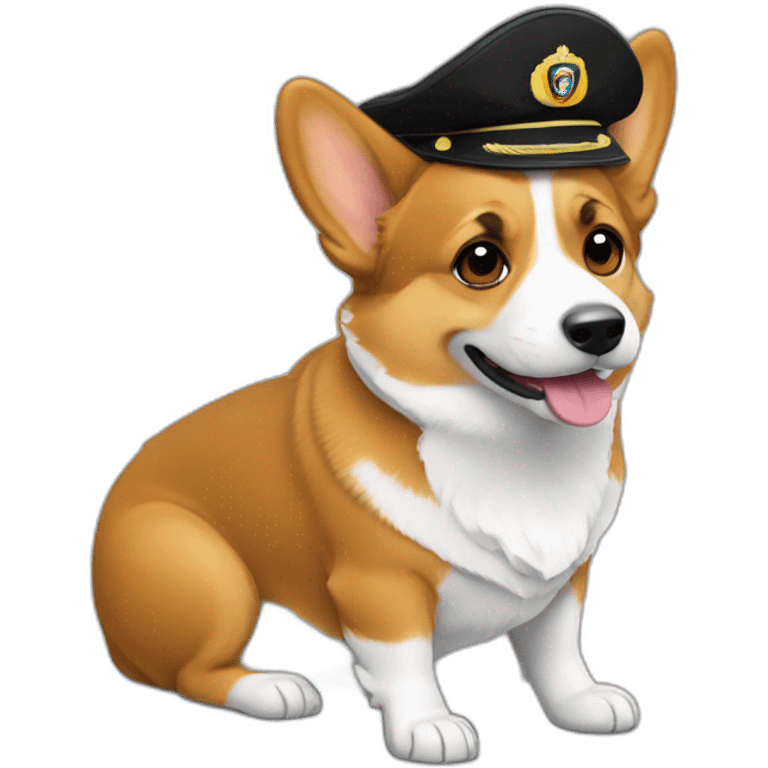 Corgi negro con gorro de capitan emoji