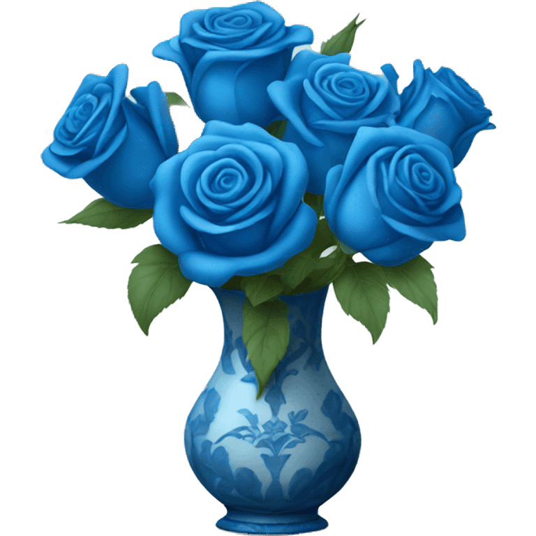 Vase of blue roses emoji