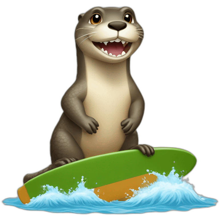 Une loutre qui fait du surf sur un crocodile emoji