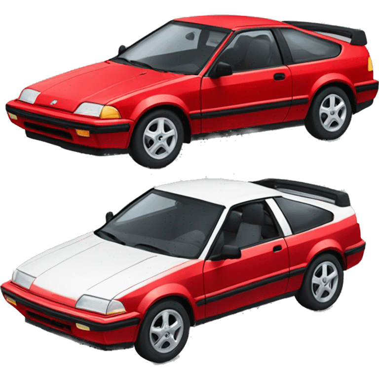 Red Honda crx with aluminum wheels  emoji