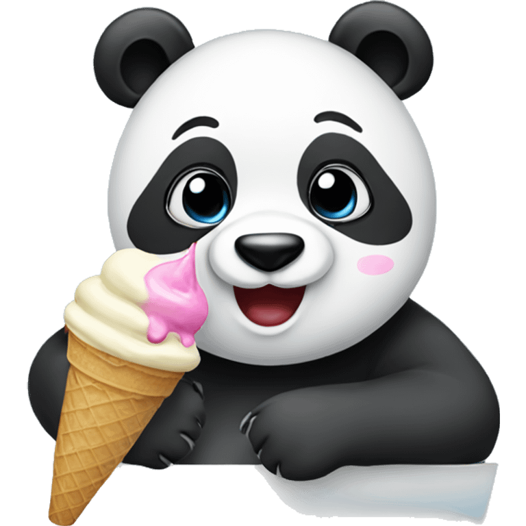 Panda eating ice cream emoji