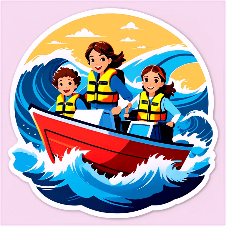 recreational family boat in waves emoji