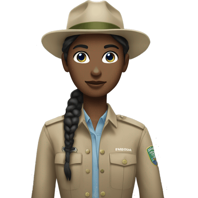 park ranger white girl black hair blue eyes emoji