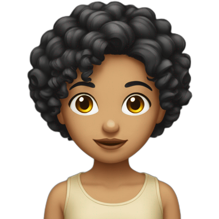 Beautiful Brazilian girl with curly black hair emoji