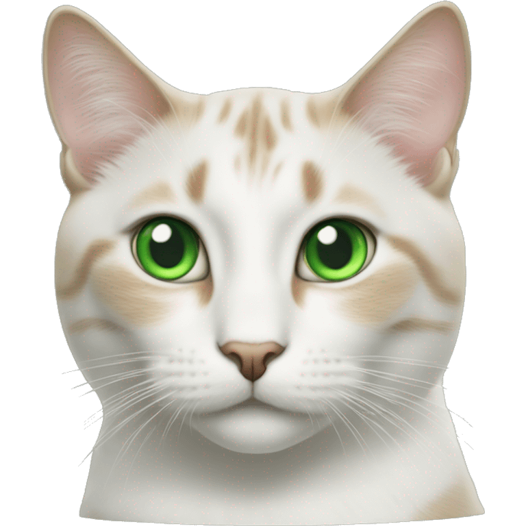 realistic cat gazing at viewer with green eyes emoji