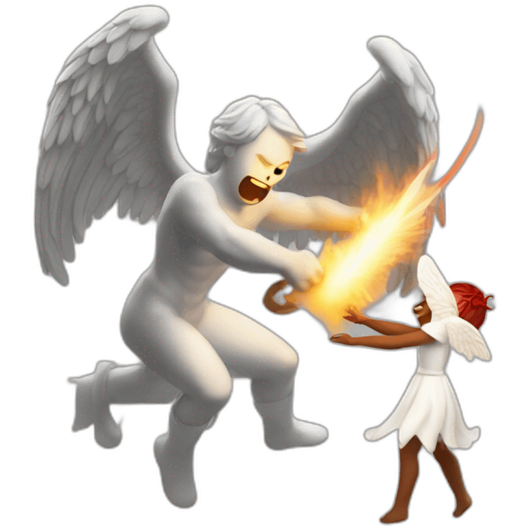 An Angel fighting with a devil  emoji